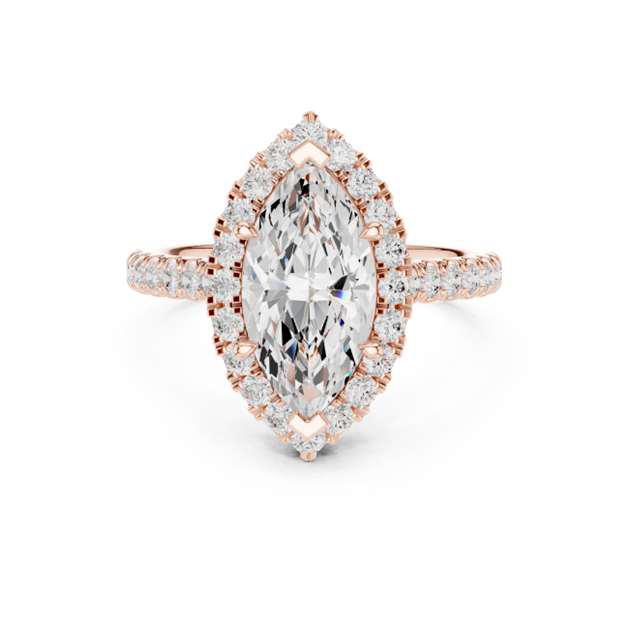 Marquise-Cut Halo Pave Engagement Ring