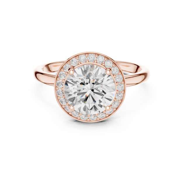 Round Brilliant Diamond Halo Pave Engagement Ring - Diamond Carat Weight: 18 Carat