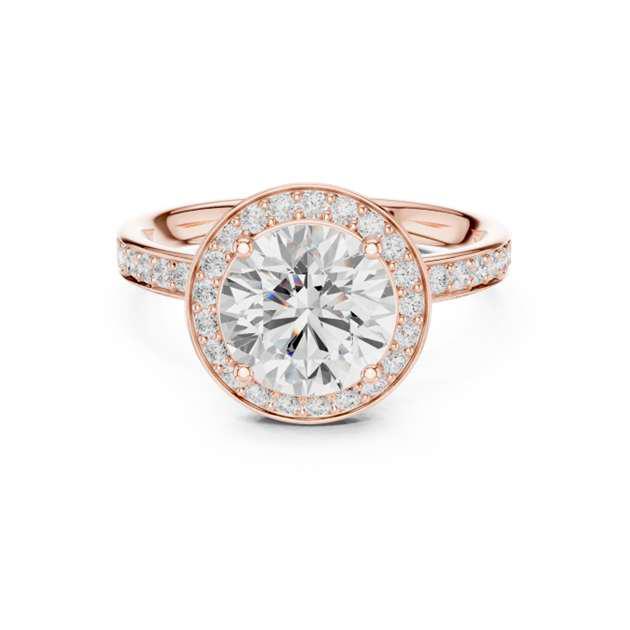 Round Brilliant Halo Pave Engagement Ring
