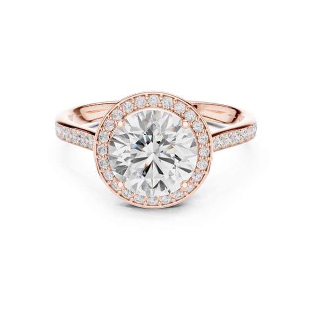 Round Brilliant Halo Pave Engagement Ring