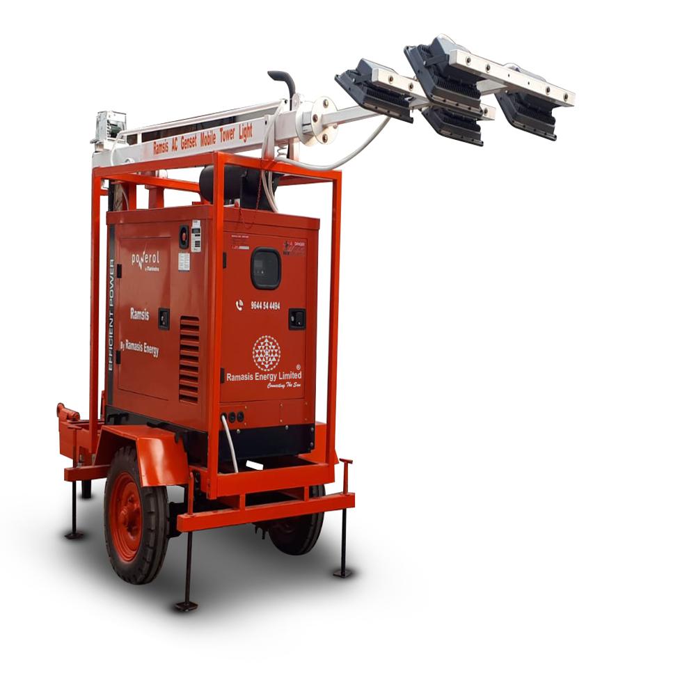 5 kVA AC Genset with 9Mtr. Mobile Tower Light Single Cylinder