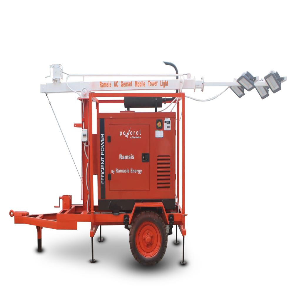 5 kVA AC Genset with 9Mtr. Mobile Tower Light Single Cylinder