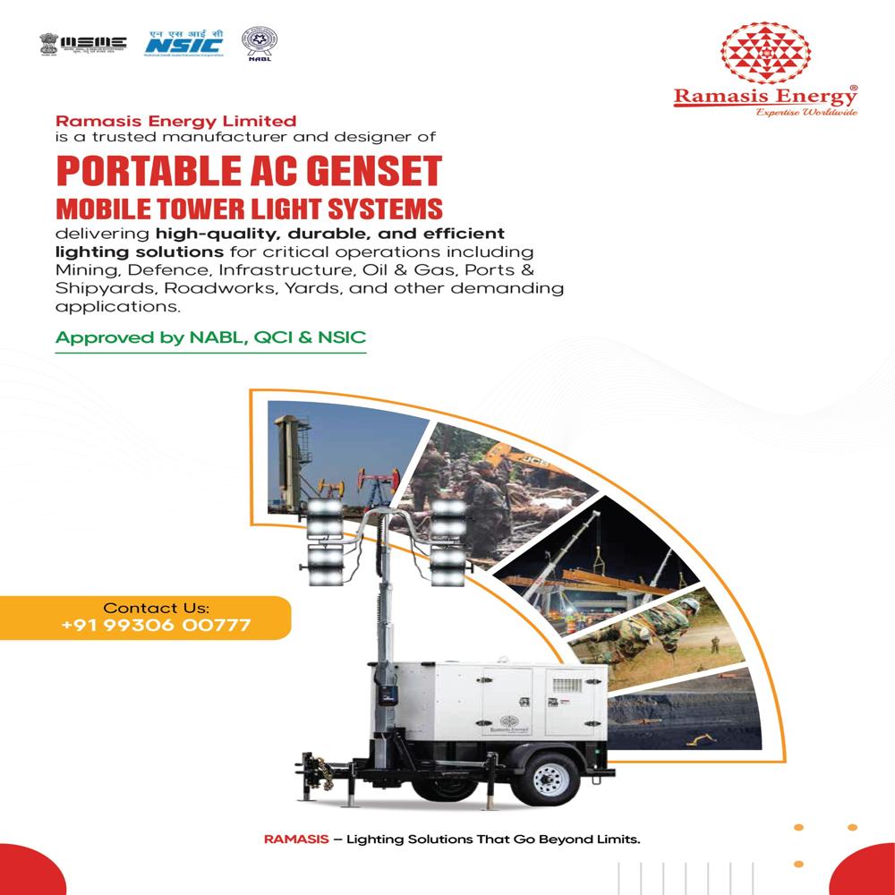 5 kVA AC Genset with 9Mtr. Mobile Tower Light Single Cylinder