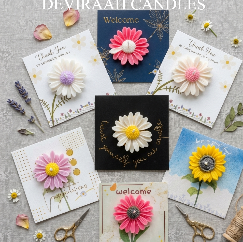 Flower Candle Cards for Event & Return Gift Candle Cards