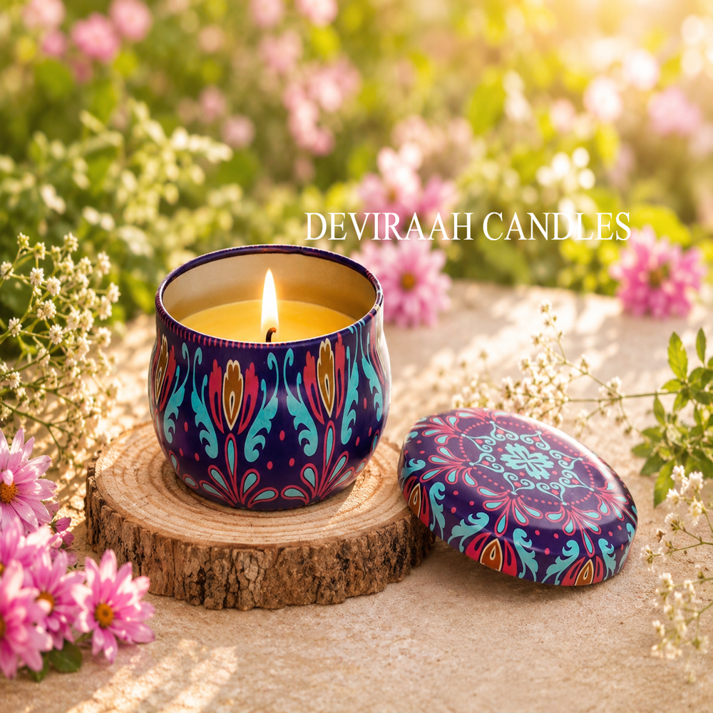 Handcrafted Mandala Tin Candle For Home Decor, Aromatherapy & Gifting - Burning Time: Approximately 8-10 Hours Hours