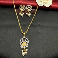 Pear Zircon Gold Plated Pendant Set