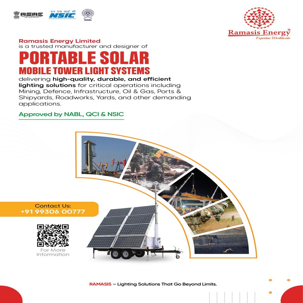 3 Kw Telescopic Mobile Solar Tower Light With 9 Mtr. Mast - Charging Time: 6 8 Hours (Sunlight) Hours