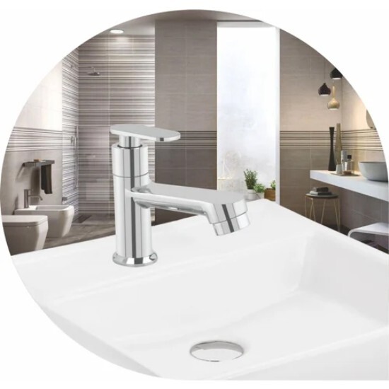 Dkv Brass Bib Tap - Brass, 5 Inch Length, 15mm Size | Satin Silver Finish, Weather-resistant Design For Outdoor Use