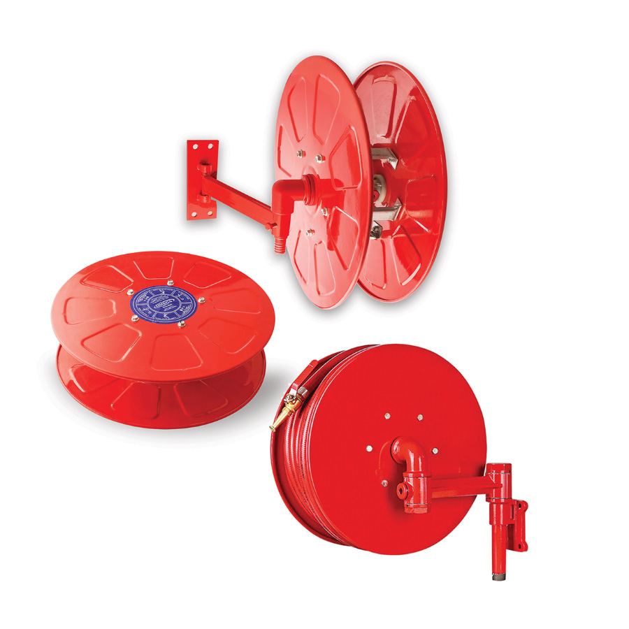 Hose Reel Drum - Metal, Spring Driven, Red | Ideal For Fire Fighting Applications