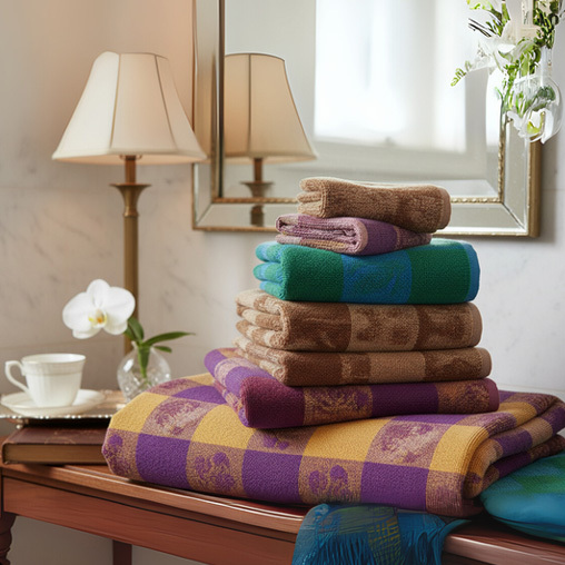 Check V-1 Jacquard Cotton Towel