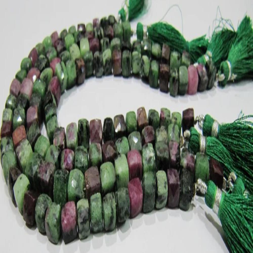 Natural Ruby Zoisite Cube Shape Beads Faceted 3D Box Strand 8 inch long Size 6 to 7 mm Semi Precious Beads