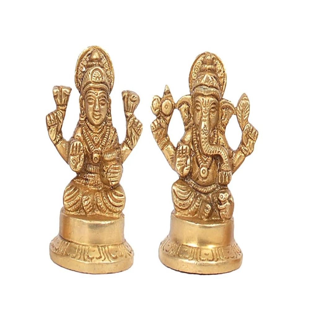 Brass Laxmi Ganesh on kamal Base