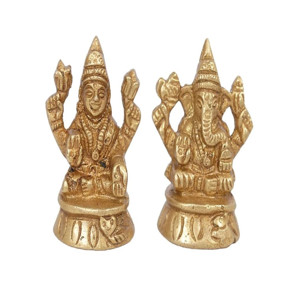 Brass Laxmi Ganesh on kamal Base