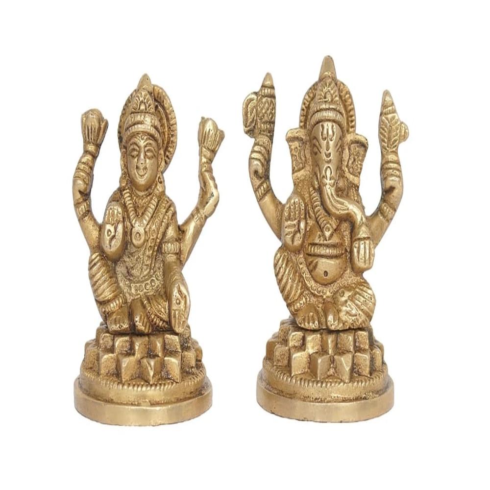 Brass Laxmi Ganesh on kamal Base