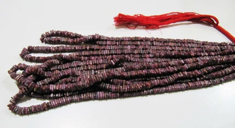 Natural Ruby Heishi Cut Square Shape Beads 5mm Gemstone Beads Strand 8 inch Long