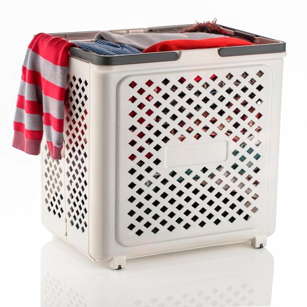 Laundry Basket with Wheels & Handle  Foldable Storage Solution  