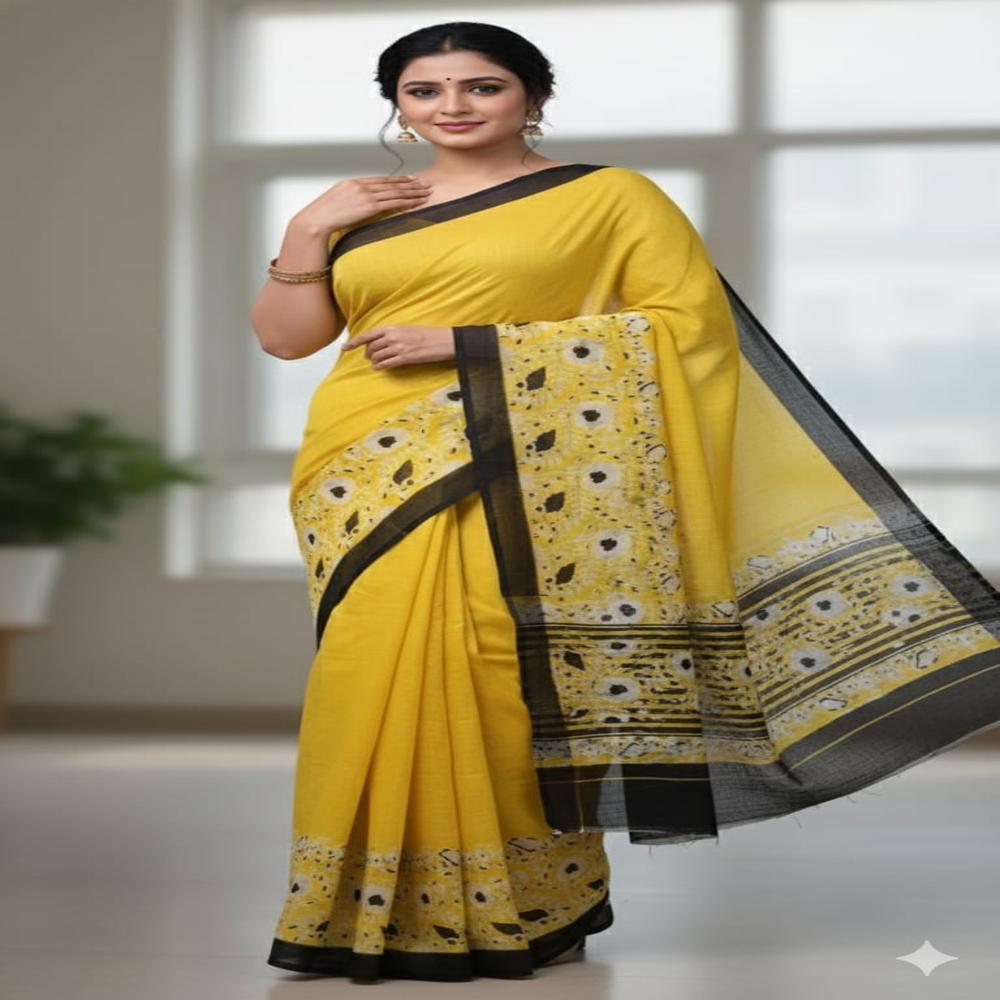 Linen 6.10 Cut Signal Matching Saree - Color: Multicolors