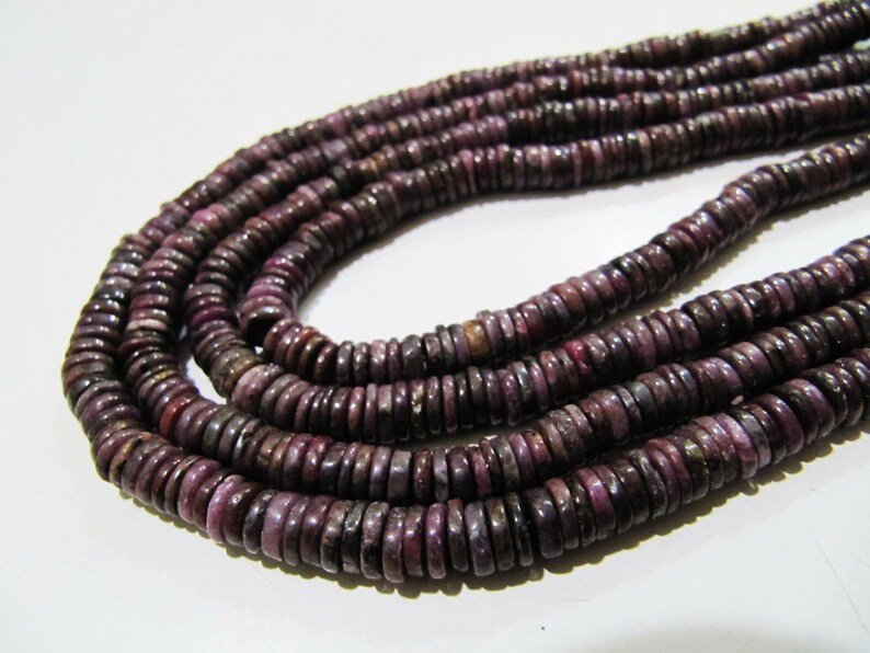 Natural Real African Ruby 6mm Tyre Shape Plain smooth Beads Strand 8 inches Long
