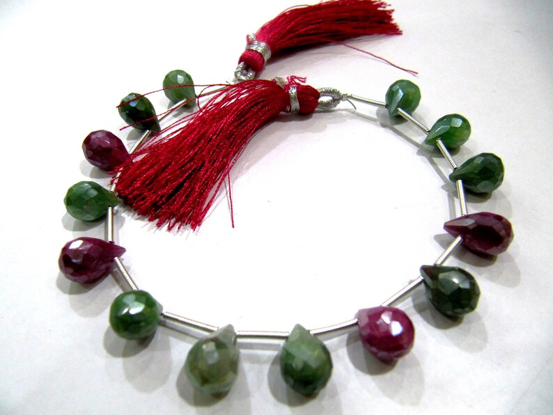 Natural Ruby Zoisite Teardrop 8x12mm Briolette Beads Sold Per strand 8 Inches long