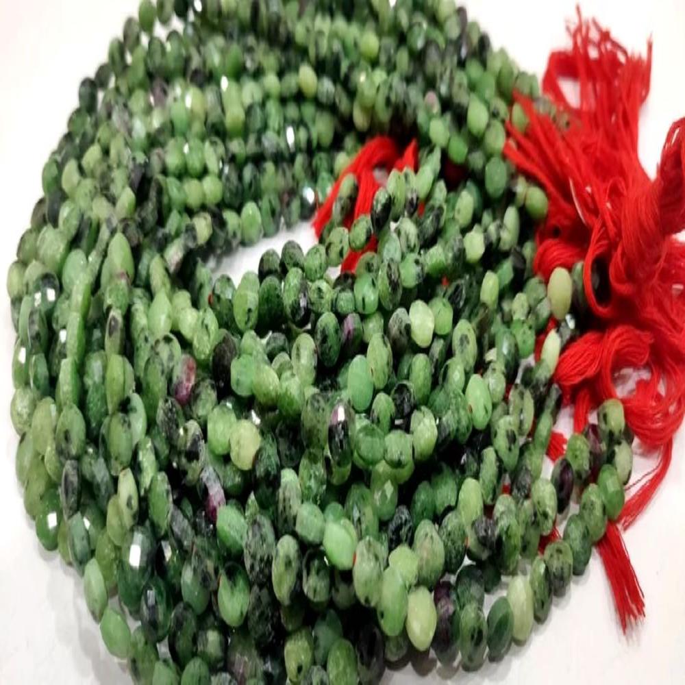 Natural Ruby Zoisite Faceted Coin Shape Briolette Beads Size 6mm sold per Strand 13 Inches Long