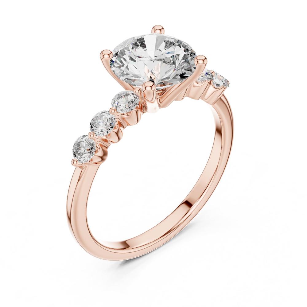Adelaide Round Brilliant Rose Gold Accent Diamond Engagement Ring - Diamond Carat Weight: 18 Carat