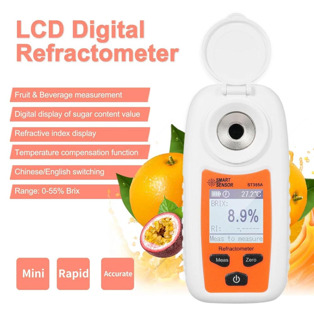 True Sense Digital Refractometer Smart Sensor ST355A Sugar Meter 0-55% Range Fruit Sweetness, ST355A