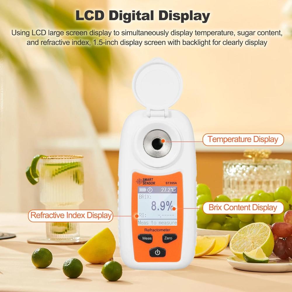 True Sense Digital Refractometer Smart Sensor ST355A Sugar Meter 0-55% Range Fruit Sweetness, ST355A