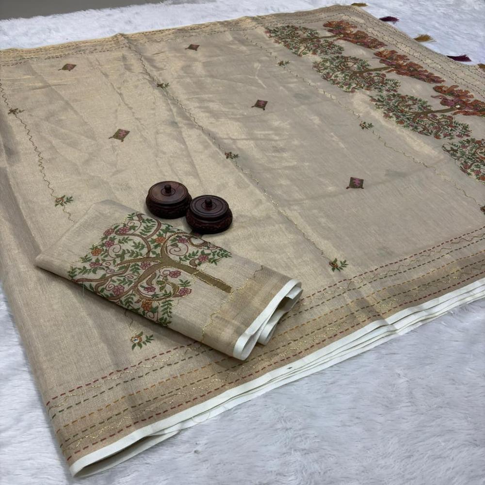 Soft Erode Cotton with aary work and tussles Digital prints