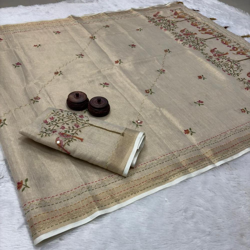 Soft Erode Cotton with aary work and tussles Digital prints 