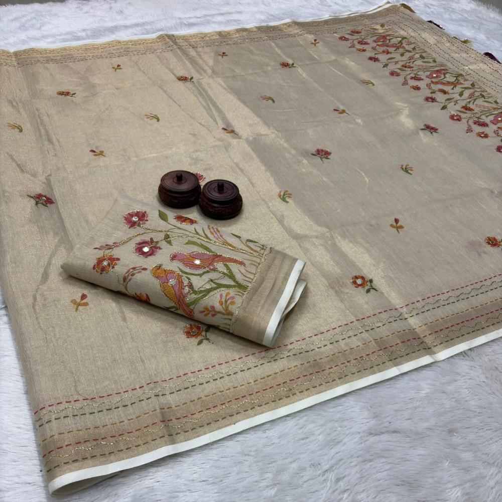 Soft Erode Cotton with aary work and tussles Digital prints 