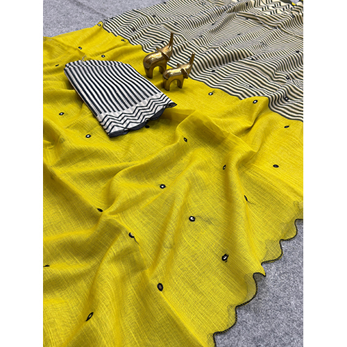 Soft Linen Cotton Digital Printed Saree