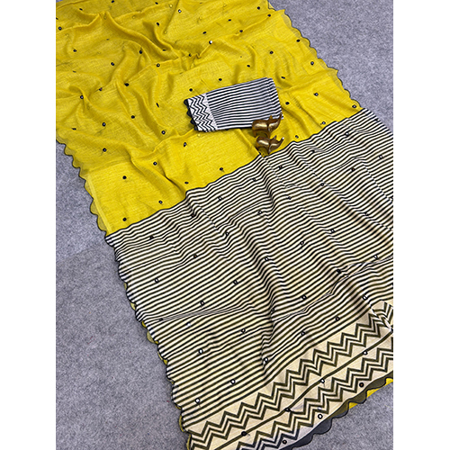 Soft Linen Cotton Digital Printed Saree