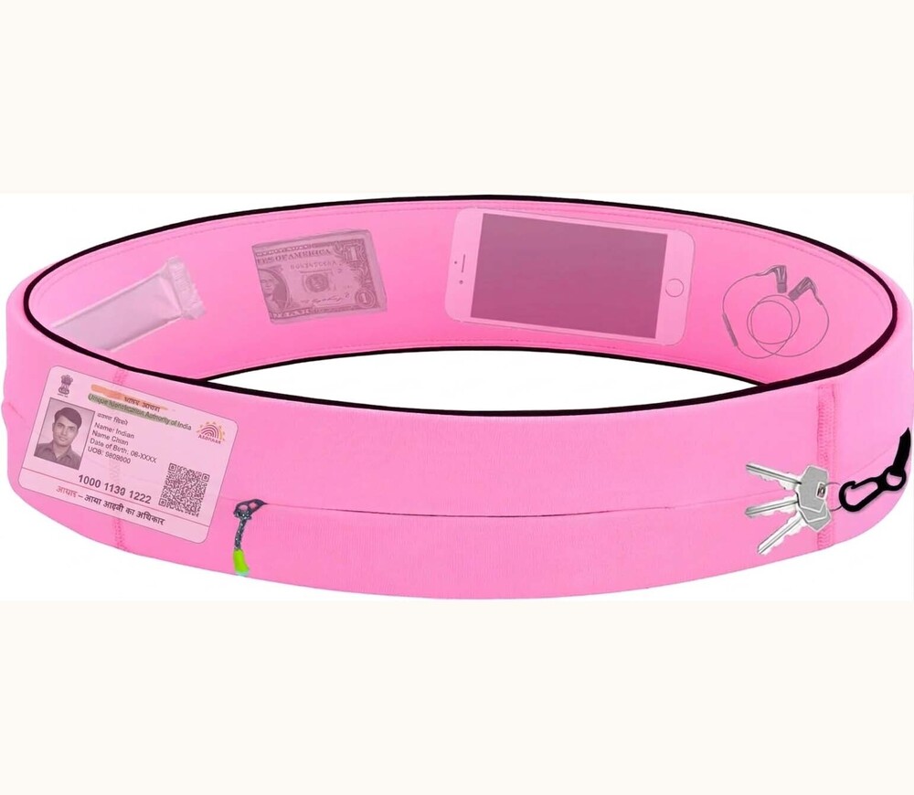 Slim Running Belt for Men & Women with Zipper Pocket & Key Hook | Stretchable Phone Waist Belt for Running, Jogging & Gym