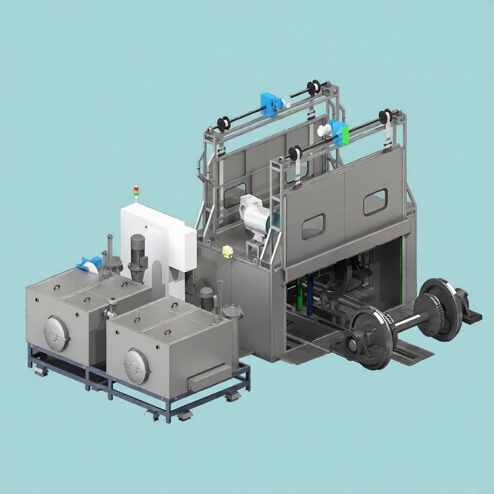 Rail Wheel Set Washing Plant , Capacity: 500 Kg, Front Loading - Color: Silver