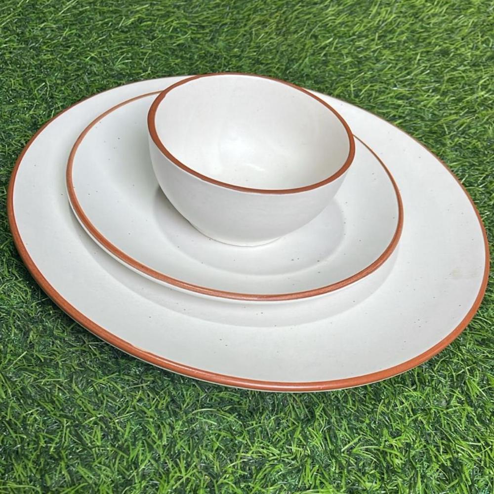 Ceramic brown border plates