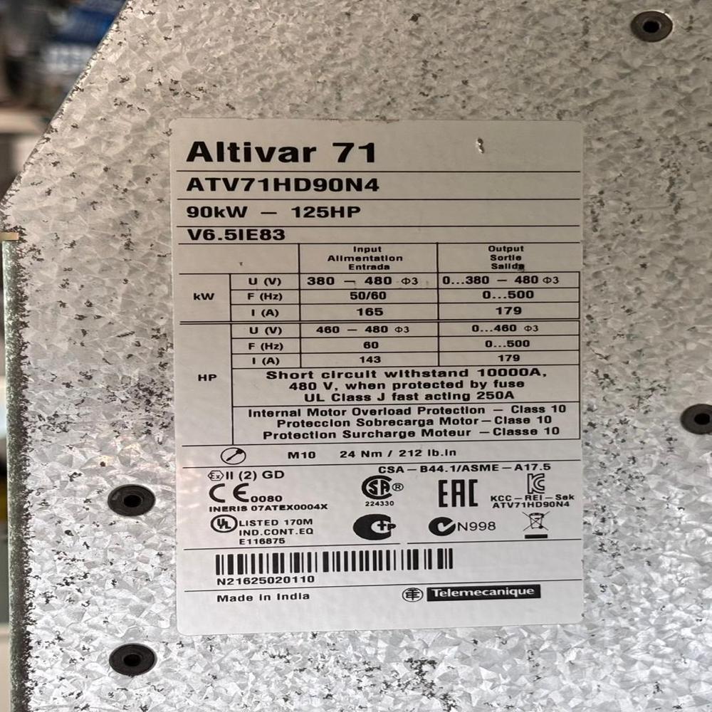 SCHNEIDER ELECTRIC 90KW 125HP AC DRIVES