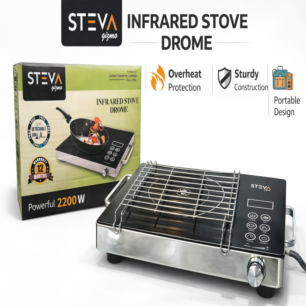 Steva Infrared Induction Cooker - Dimension (l*w*h): 45*9*10  Centimeter (cm)