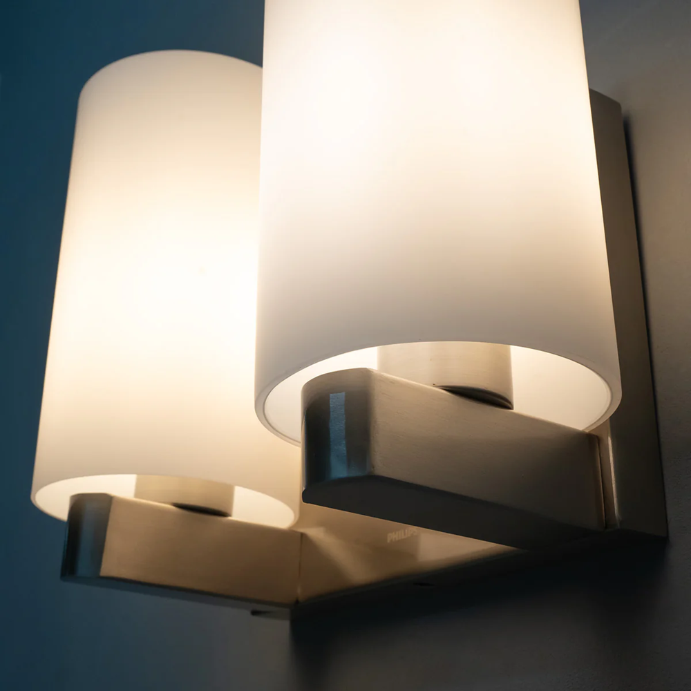 Philips Trunk And Tale Wall Lights - Glass And Steel | Customizable Color, 15-40 Watt Electric Lighting