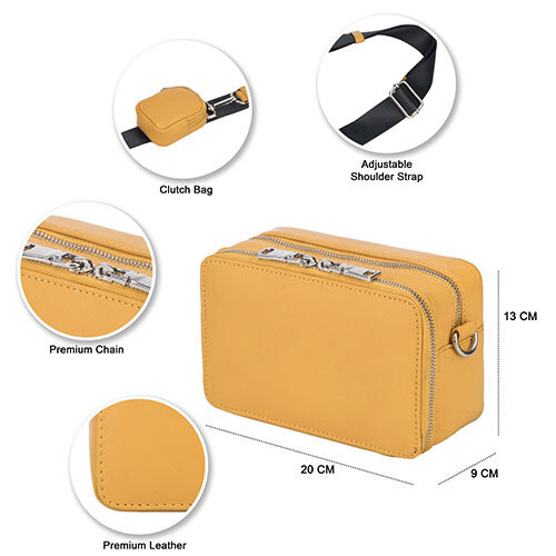 Yellow Leather Cross Body Bag