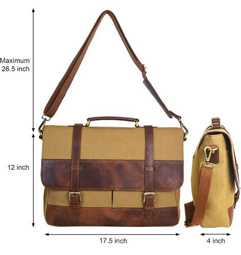 Yellow And Brown Leather Laptop Bag
