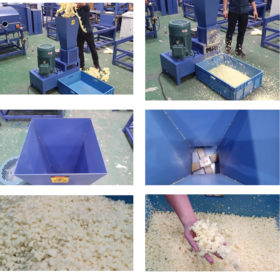 Foam Shredder Memory Sponge Crushing Shredding Machine Latex Foam Crusher and recycling