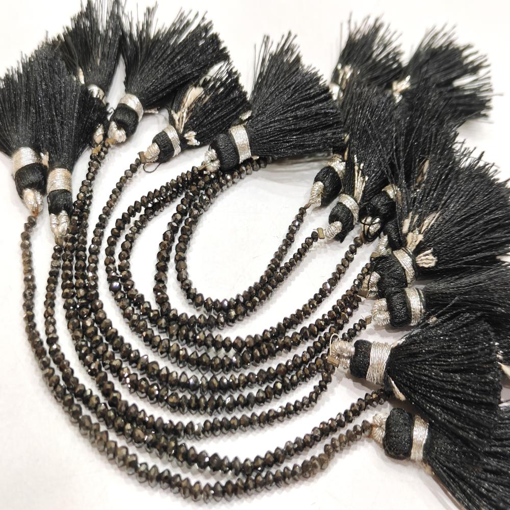 Natural Black Diamond Rondelle Faceted Beads Certified Diamond beads Strand 4 inches