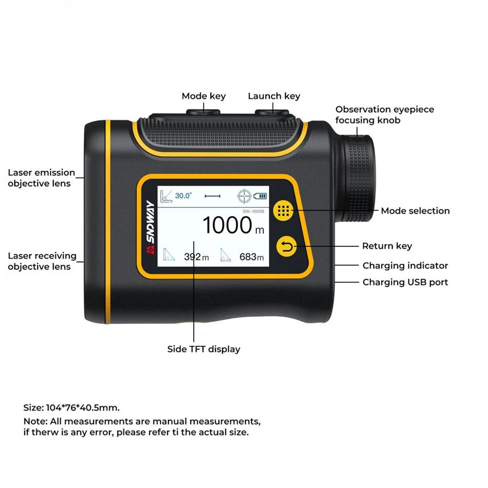 SNDWAY SW-1500B Touch Screen Digital Golf Laser Rangefinder 1500m, SW-1500B