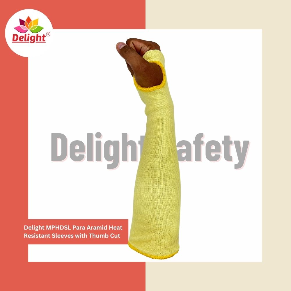 Delight Mphdsl-12(Th) Para Aramid Heat Resistant Sleeves With Thumb Cut - Color: Yellow