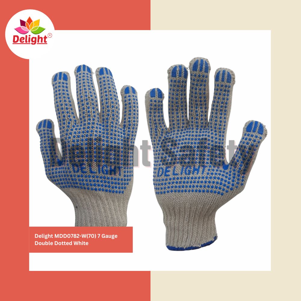 Delight MD0782-W, 7 Gauge Single side Dotted gloves White