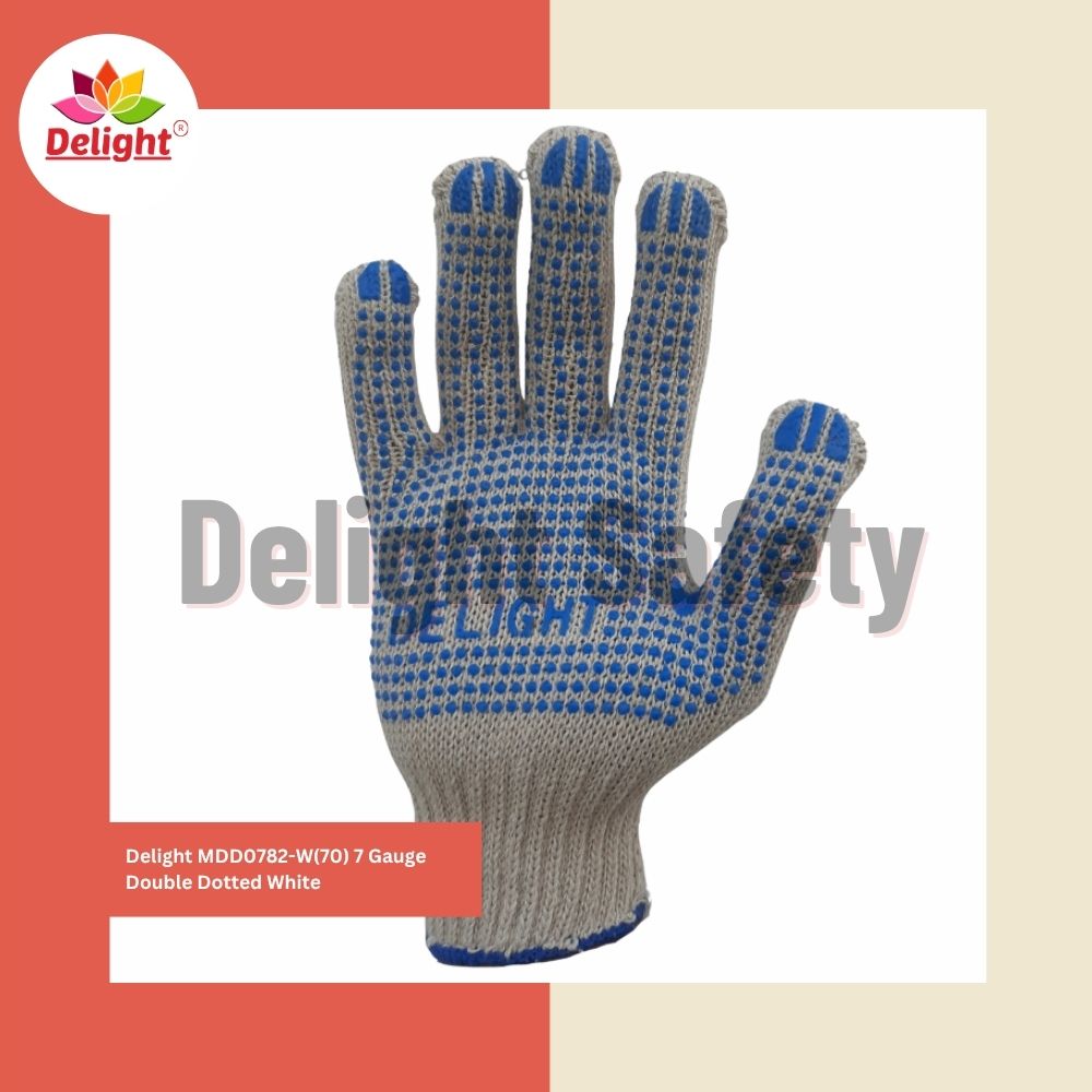 Delight MD0782-W, 7 Gauge Single side Dotted gloves White