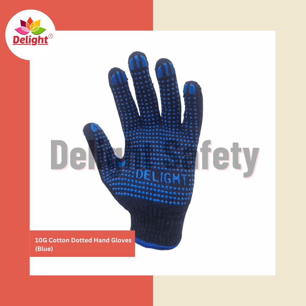 Delight MD1082-B, 10 Gauge Single Dotted Gloves Blue