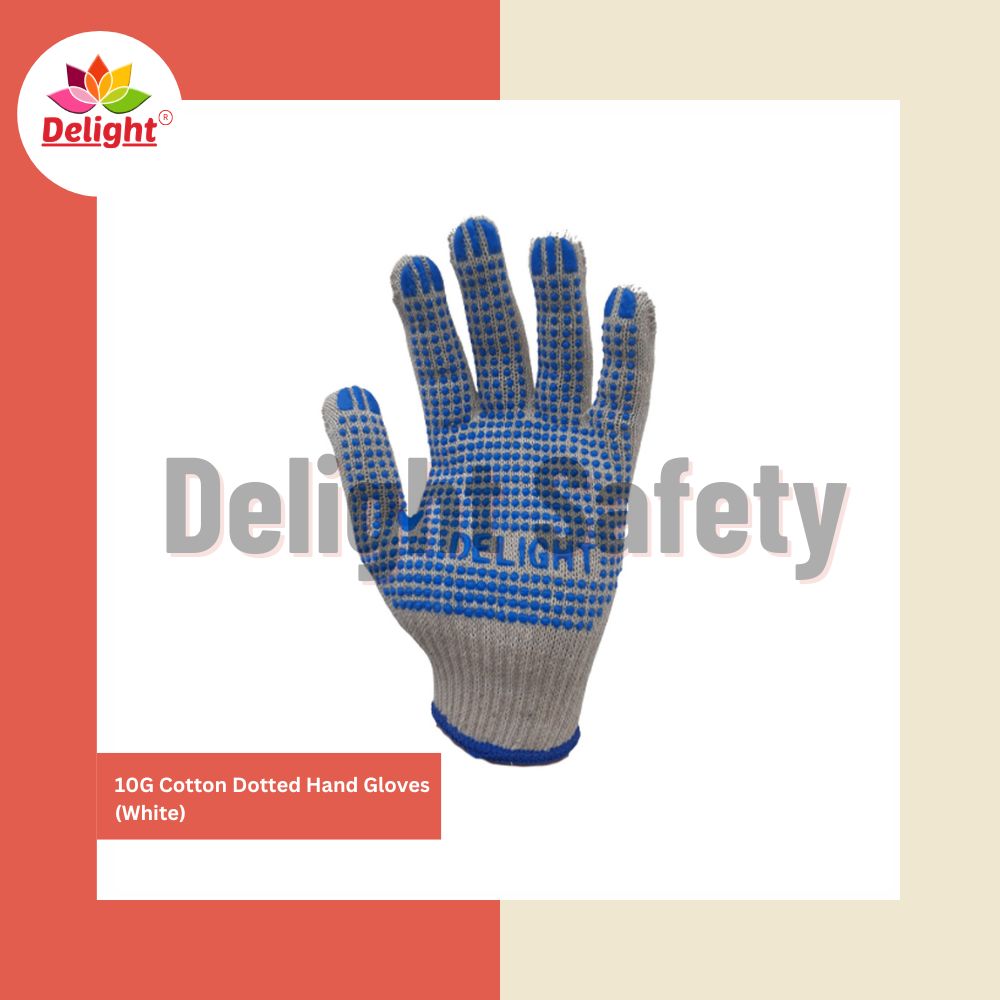 Delight MD1082-W, 10 Gauge Single Dotted Gloves White