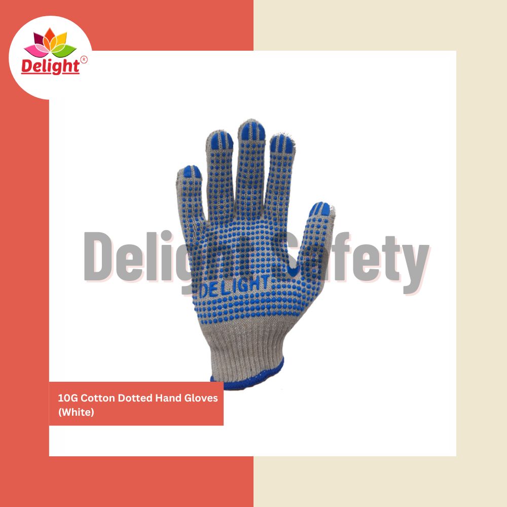 Delight MD1082-W, 10 Gauge Single Dotted Gloves White