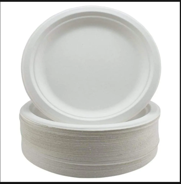 10" Round Plate - Sugar Cane Bagasse, Eco-friendly & Microwave Safe | Standard White Design For Events And Parties